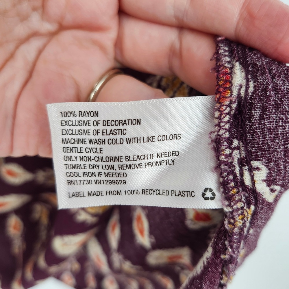 Knox Rose Earthy Indie Boho Ikat Dress Size S Purple Smocked Crochet Lace - Picture 4 of 6